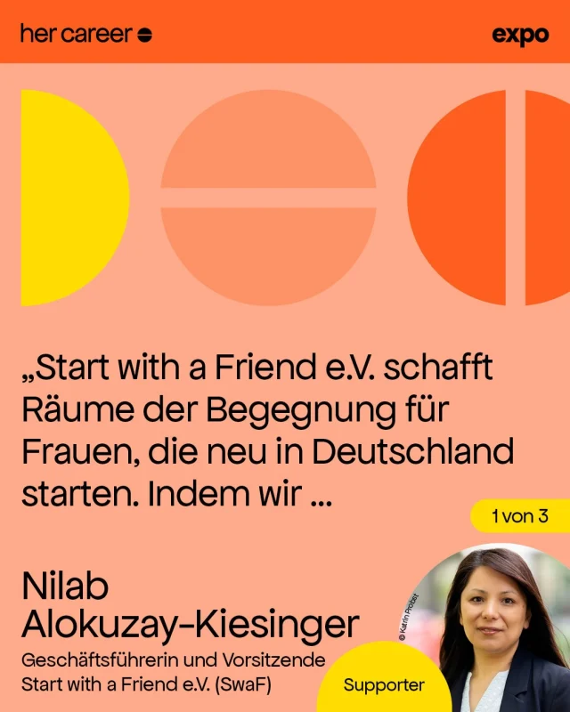 Begegnungen schaffen, Karrieren stärken, Wirtschaft bewegen. 

Frauen sind wichtige Akteurinnen unserer Wirtschaft. Wir bei SwaF erleben das jeden Tag: Ein großer Teil der Ehren- und Hauptamtlichen, die SwaF ausmachen, sind Frauen. 

Das ist kein Zufall. Wir schaffen Räume, in denen Frauen wachsen können, sich gegenseitig unterstützen und ihre Stärken entfalten können.

Deshalb freuen wir uns besonders über unsere Partnerschaft mit herCAREER. 

Bei der @hercareer Expo am 22. und 23. Oktober 2026 in München haben wir die Möglichkeit, Frauen auf ihrem beruflichen Weg weiter zu unterstützen und die Entwicklung von Talenten zu fördern.

Denn wenn wir die Karriere einer Frau stärken, stärken wir auch das Wachstum unserer Wirtschaft. 

Und das Beste: Durch unsere Partnerschaft mit @hercareer können wir auch in diesem Jahr exklusive Benefits an unsere SwaF-Frauen weitergeben. 
Bleibt dran und erfahrt bald, wie ihr eins von 15 kostenlosen Tickets für die Expo gewinnen könnt!
