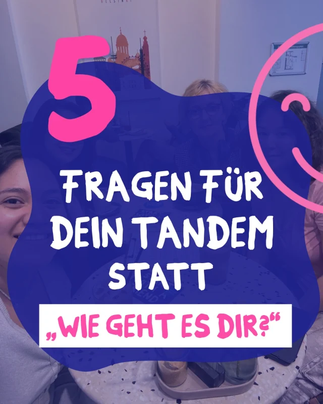 Wir bei SwaF glauben: Jedes Gespräch ist eine Chance, die Beziehungen zu den Menschen in deinem Umfeld zu stärken.

Deshalb stellen wir dir hier 5 Fragen vor, die du deine Tandem stellen kannst, um eine tiefere Verbindung aufzubauen. So können wir mit kleine Gesten gemeinsam etwas gegen die Einsamkeit tun.

Du hast noch kein Tandem? Dann findest du alle die Infos unter: https://www.start-with-a-friend.de/tandem/ 

Mit Begegnungen die Zukunft gestalten.  Mach mit! 💛

#gemeinsamgegeneinsam  #miteinanderfüreinander #begegnungen #startwithafriend