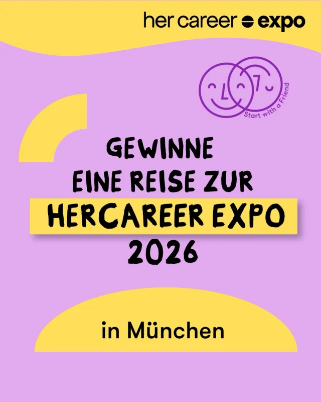 Gewinnspiel: Dein Weg zur herCAREER 2026!

Du möchtest die herCAREER Expo 2026 in München besuchen, dein berufliches Netzwerk erweitern, neue Perspektiven kennenlernen und deiner Karriere einen neuen Impuls geben?

Start with a Friend e.V. schenkt zwei Frauen die Möglichkeit, an der herCAREER 2026 am 22. Oktober teilzunehmen.

Was kannst du gewinnen?
•1-Tage-Ticket für die herCAREER Expo 2026
•Hin- und Rückfahrt mit der Bahn nach München
•1 Übernachtung in München

Wer kann teilnehmen?
Das Gewinnspiel richtet sich an Frauen ab 18 Jahren, die:
•an einem unserer SwaF-Standorte in Chemnitz Dresden, Jena, Leipzig oder in ihrer Umgebung wohnen

•mindestens 3 Jahre nachweisbare Berufserfahrung haben, unabhängig von Branche oder Berufsfeld

•Die Teilnahme ist für Frauen mit oder ohne Migrationsgeschichte möglich.

So kannst du teilnehmen:
Schick uns bis zum 20.09.2026 eine E-Mail an veranstaltung@start-with-a-friend.de mit:

1. einer kurzen Antwort auf die Frage:
Warum möchtest du an der herCAREER teilnehmen und was erhoffst du dir davon?

2. einem Nachweis über deine mindestens 3-jährige Berufserfahrung

3. einem Nachweis über deinen Wohnsitz in Dresden, Chemnitz, Jena, Leipzig oder in ihrer Umgebung

Dank an @hercareer für die Tickets für die herCAREER Expo 2026 und dafür, dass wir zusammen noch mehr Frauen die Möglichkeit geben, ihre Karriere voranzubringen.

Hinweis: Nicht teilnahmeberechtigt sind Recruiter:innen, Career Coaches, Trainer:innen und HR-Dienstleister:innen, die in beruflicher Funktion teilnehmen.

Die Gewinnerinnen werden vom SwaF-Team ausgewählt, sofern sie die Teilnahmebedingungen erfüllen

Dieses Gewinnspiel steht in keiner Verbindung zu Instagram und wird weder von Instagram gesponsert, unterstützt noch organisiert.

Viel Erfolg! 💛