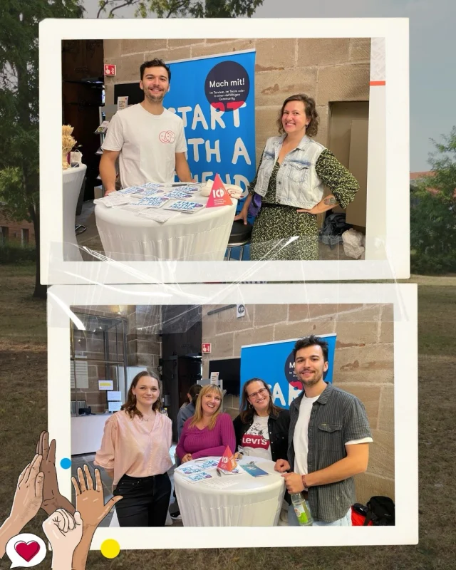Kleiner Recap vom International Community Day Mittelfranken💛

Am Samstag waren wir Teil des International Community Day in Nürnberg. Es war ein voller Erfolg! In vielen freundlichen Gesprächen mit Interessierten aus Nürnberg und der ganzen Welt haben wir die Grundidee von Start with a Friend geteilt: Das Gestalten von Räumen, in denen sich verschiedene Menschen auf Augenhöhe begegnen. Die vielen positiven Reaktion haben auch uns im SwaF-Team wieder einmal neu für SwaF begeistert! Jetzt hoffen wir auf viele neue Tandems, Ehrenamtliche und Community-Mitglieder. Auch du kannst Teil davon werden!

Vielen Dank den Organisator*innen von der @ihk_nuernberg für diesen kurzweiligen und spannenden Tag! Wir freuen uns, auch nächstes Jahr hoffentlich wieder Teil des #ICD zu sein!